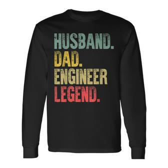 Vintage Husband Dad Engineer Legend Retro Long Sleeve T-Shirt - Seseable