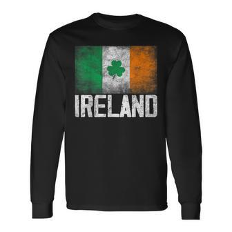 Vintage Ireland Irish Flag Green St Patricks Day Long Sleeve T-Shirt - Seseable