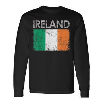 Vintage Ireland Irish Flag Pride Long Sleeve T-Shirt - Seseable