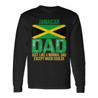 Vintage Jamaican Dad Jamaica Flag For Fathers Day Long Sleeve T-Shirt - Seseable