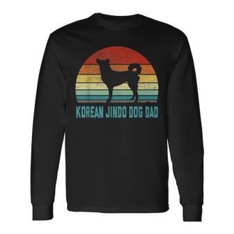 Vintage Korean Jindo Dog Dad Dog Lover Long Sleeve T-Shirt - Seseable