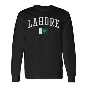 Vintage Lahore Pakistan Country Flag Souvenir Vacation Long Sleeve T-Shirt | Mazezy DE