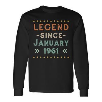 Vintage Legend Since Januar 1961 Geburtstag Männer Frauen Langarmshirts - Seseable