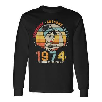 Vintage Legendary Awesome Epic Since 1974 Retro Birthday Long Sleeve T-Shirt - Seseable