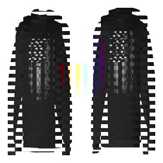 Vintage Lgbt Pride American Flag Gay Shirt Men Women Long Sleeve T-Shirt T-shirt Graphic Print - Thegiftio UK