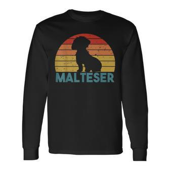 Vintage Malteser Hunde Hunderasse Hundeliebhaber Hund Langarmshirts - Seseable