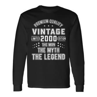 Vintage The Man Myth Legend 2000 22Nd Birthday 22 Years Old Long Sleeve T-Shirt - Seseable