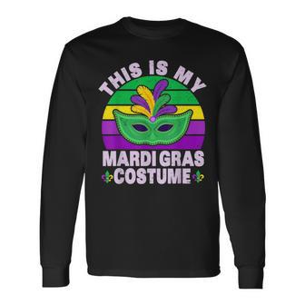 Vintage This Is My Mardi Gras Costume Mask Mardi Gras Long Sleeve T-Shirt - Seseable