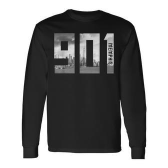 Vintage Memphis Tennessee 901 Area Code Skyline Long Sleeve T-Shirt T-Shirt | Mazezy