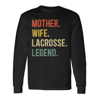 Vintage Mutter Frau Lacrosse Legende Retro Lacrosse Mädchen Langarmshirts - Seseable