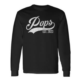 Vintage Pops Est 2023 First Time Grandpa Fathers Day Long Sleeve T-Shirt | Mazezy