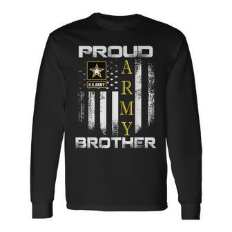 Vintage Proud Army Brother With American Flag Long Sleeve T-Shirt - Seseable