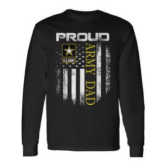 Vintage Proud Army Dad With American Flag Long Sleeve T-Shirt - Seseable