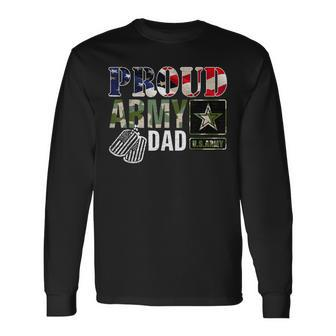 Vintage Proud Army Dad Camo With American Flag Long Sleeve T-Shirt - Seseable