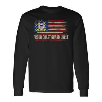 Vintage Proud Coast Guard Uncle American Flag Long Sleeve T-Shirt - Seseable