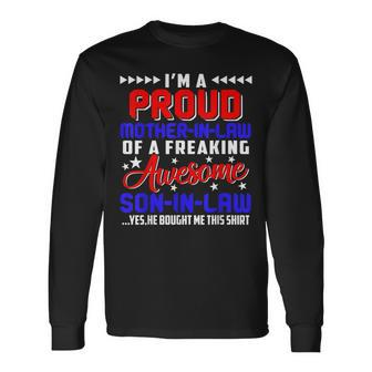 Vintage Proud Mother In Law Of A Freaking Awesome Son In Law Long Sleeve T-Shirt - Thegiftio UK