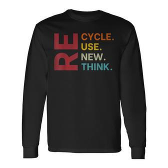 Vintage Recycle Reuse Renew Rethink Earth Day Environmental Long Sleeve T-Shirt T-Shirt | Mazezy