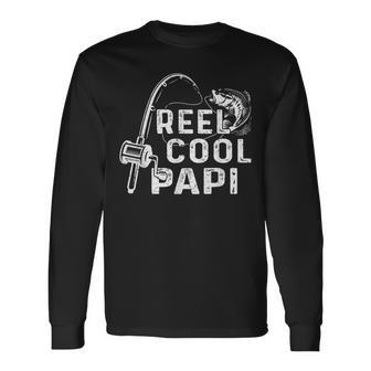 Vintage Reel Cool Papi Fishing Dad Grandpa Fathers Day V2 Long Sleeve T-Shirt - Seseable