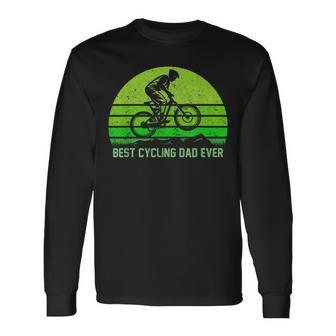 Vintage Retro Best Cycling Dad Ever Mountain Biking Long Sleeve T-Shirt - Seseable