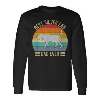 Vintage Retro Best Silver Lab Dad Ever Labrador Retriever Long Sleeve T-Shirt - Seseable