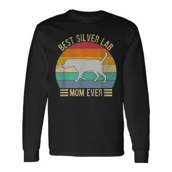 Vintage Retro Best Silver Lab Mom Ever Labrador Retriever Long Sleeve T-Shirt - Seseable