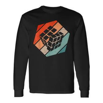 Vintage Retro Competitive Puzzles Cube Love Speed Cubing Long Sleeve T-Shirt - Seseable