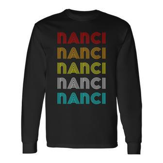 Vintage Retro Nanci Repeat Font 60S 70S Classic Novelty Long Sleeve T-Shirt | Mazezy