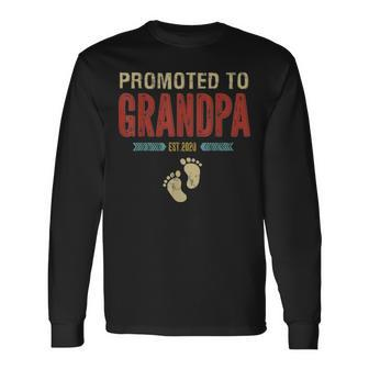 Vintage Retro Promoted To Grandpa Est 2021 Fathers Day Long Sleeve T-Shirt - Seseable