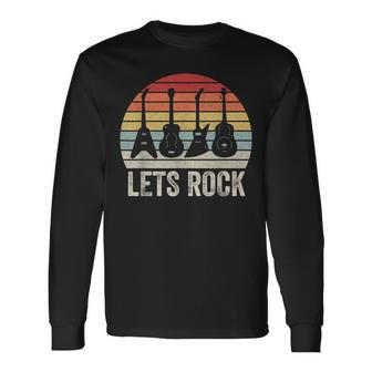 Vintage Retro Lets Rock Rock And Roll Guitar Music Long Sleeve T-Shirt T-Shirt | Mazezy
