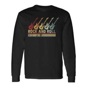 Vintage Retro Rock And Roll Guitar Music Long Sleeve T-Shirt T-Shirt | Mazezy