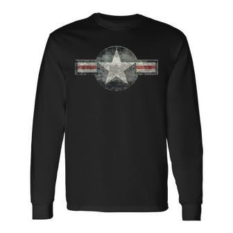 Vintage Retro Usaf Style Star Long Sleeve T-Shirt - Seseable