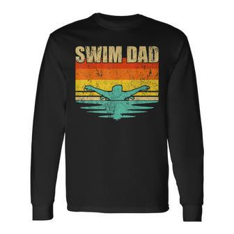 Vintage Style Swimming Lover Swimmer Swim Dad Fathers Day Long Sleeve T-Shirt - Seseable