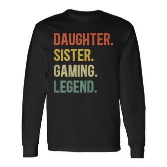 Vintage Tochter Schwester Gaming Legend Langarmshirts, Retro Gamer Girl Design - Seseable