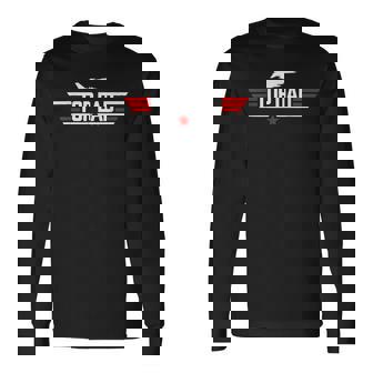 Men Vintage Top Dad Top Movie Gun Jet Fathers Day Birthday Long Sleeve T-Shirt - Seseable