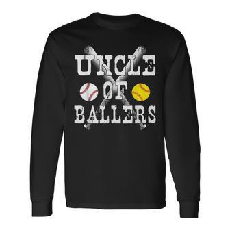 Vintage Uncle Of Ballers Baseball Softball Lov Long Sleeve T-Shirt - Seseable