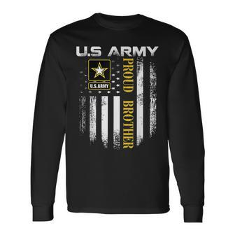 Vintage US Army Proud Brother With American Flag Long Sleeve T-Shirt - Seseable