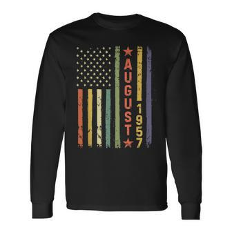 Vintage Usa Flag Awesome Since August 1957 62Th Birth Long Sleeve T-Shirt - Seseable