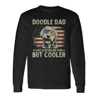 Vintage Usa Flag Goldendoodle Doodle Dad Fathers Day Men Long Sleeve T-Shirt - Seseable
