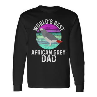 Vintage Worlds Best African Grey Parrot Dad Pet Bird Long Sleeve T-Shirt - Seseable
