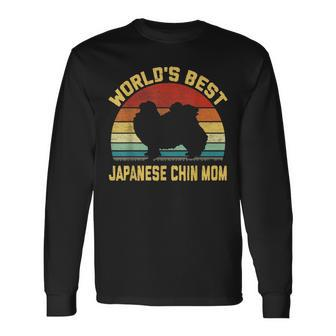 Vintage Worlds Best Japanese Chin Mom Men Women Long Sleeve T-shirt Graphic Print Unisex - Seseable