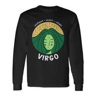 Virgo Zodiac Girl Long Sleeve T-Shirt T-Shirt | Mazezy