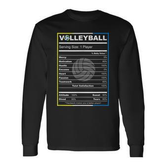 Volleyball Player Volleyball Nutrition Facts Long Sleeve T-Shirt - Seseable