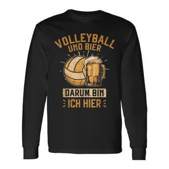 Volleyball Und Bier Darum Bin Ich Hier Volleyballer Lustig Langarmshirts - Seseable