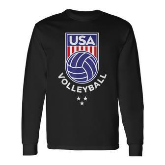Volleyball Usa Support The Team Usa Flag Beach Long Sleeve T-Shirt - Seseable