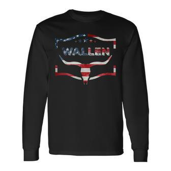 Wallen American Flag 4Th July Patriotic Wallen Western Long Sleeve T-Shirt | Mazezy