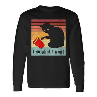 Do What I Want Vintage Black Cat Red Cup My Cat Long Sleeve T-Shirt - Seseable