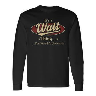 Wat Personalized Name Name Print S With Name Watt Long Sleeve T-Shirt - Seseable