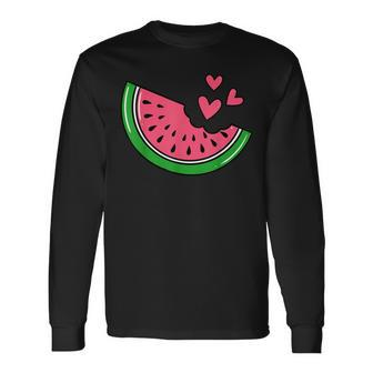 Watermelon Slice Melon Summer Vacation Season Fruit Lovers Long Sleeve T-Shirt T-Shirt | Mazezy