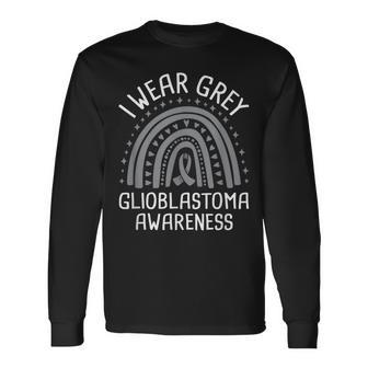 I Wear Grey Glioblastoma Awareness Long Sleeve T-Shirt T-Shirt | Mazezy