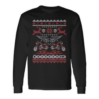 Weihnachten Motorrad Geschenk Biker Hässliche Weihnachten Langarmshirts - Seseable